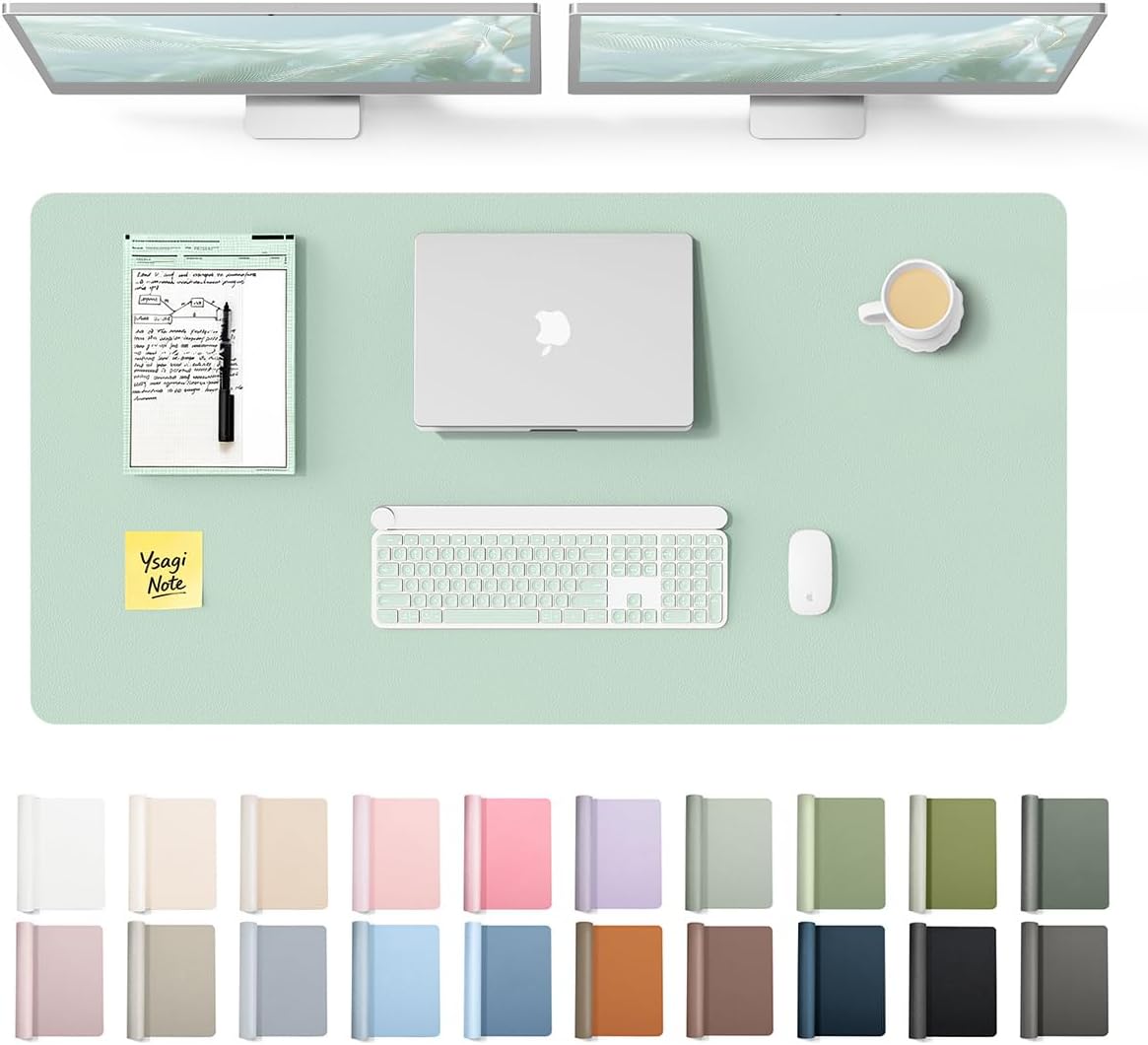 YSAGi Leather Desk Pad Protector, Large Mouse Pad, Non-Slip PU Leather Desk Blotter, Waterproof Writing Pad for Office and Home (31.5" x 15.8", Eggshell) - Colors B