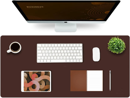 K KNODEL Large Office Leather Desk Mat, Mouse and Keyboard Pad, Computer and Laptop Mat, Desktop Protector and Cover, Writing Pad and Blotter (31.5"x15.7", Black)