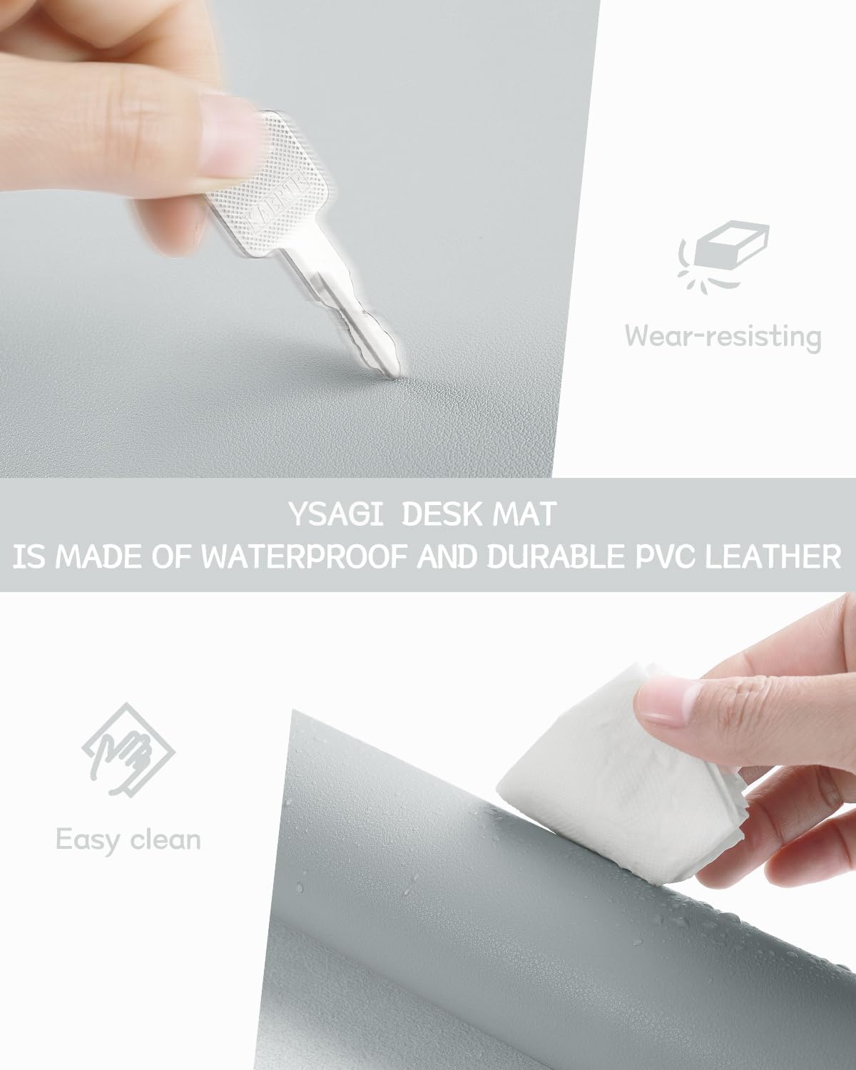 YSAGi Non-Slip Leather Desk Pad, Waterproof Laptop Computer Desk Keyboard Mat, Table Protector Blotter Mat, Large Mouse Pad for Office/Work/Home/Decor(Dark Brown, 31.5" x 15.7")