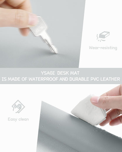 YSAGi Non-Slip Leather Desk Pad, Waterproof Laptop Computer Desk Keyboard Mat, Table Protector Blotter Mat, Large Mouse Pad for Office/Work/Home/Decor(Dark Brown, 31.5" x 15.7")