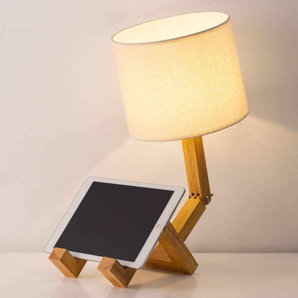 HAITRAL Cute Desk Lamp - Creative Table Lamp with Wood Base Changeable Shape Desk Lamp for Bedroom, Study, Office, Kids Room