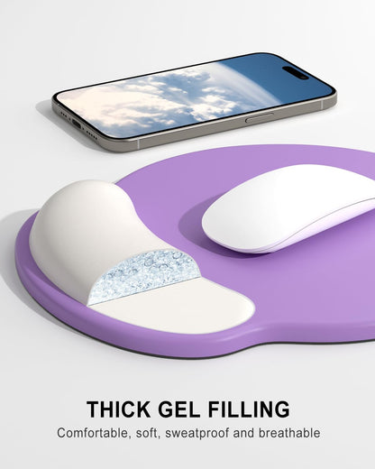 Ergonomic Mouse Pad with Wrist Rest, Comfortable Silicone Non-Slip Computer Pain Relief Gel Mouse Mat with Wrist Support for Gaming, Work, Office, Women & Men, Cute Pattern, Beige