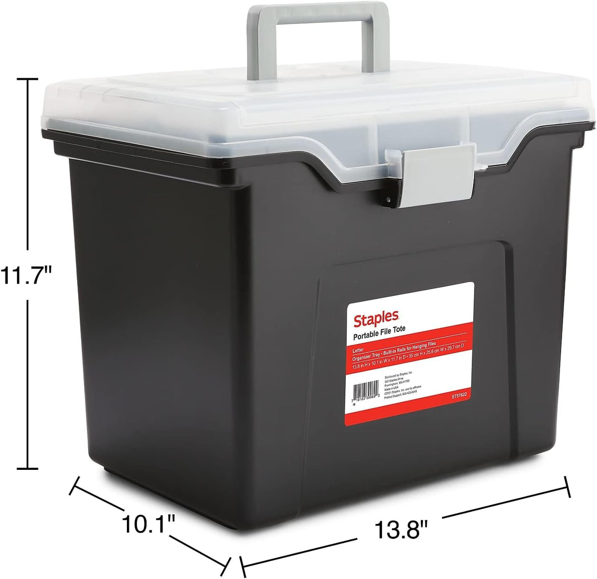 Hanging File Folder Box, Storage Bin Organizer, Snap Lid, Clear