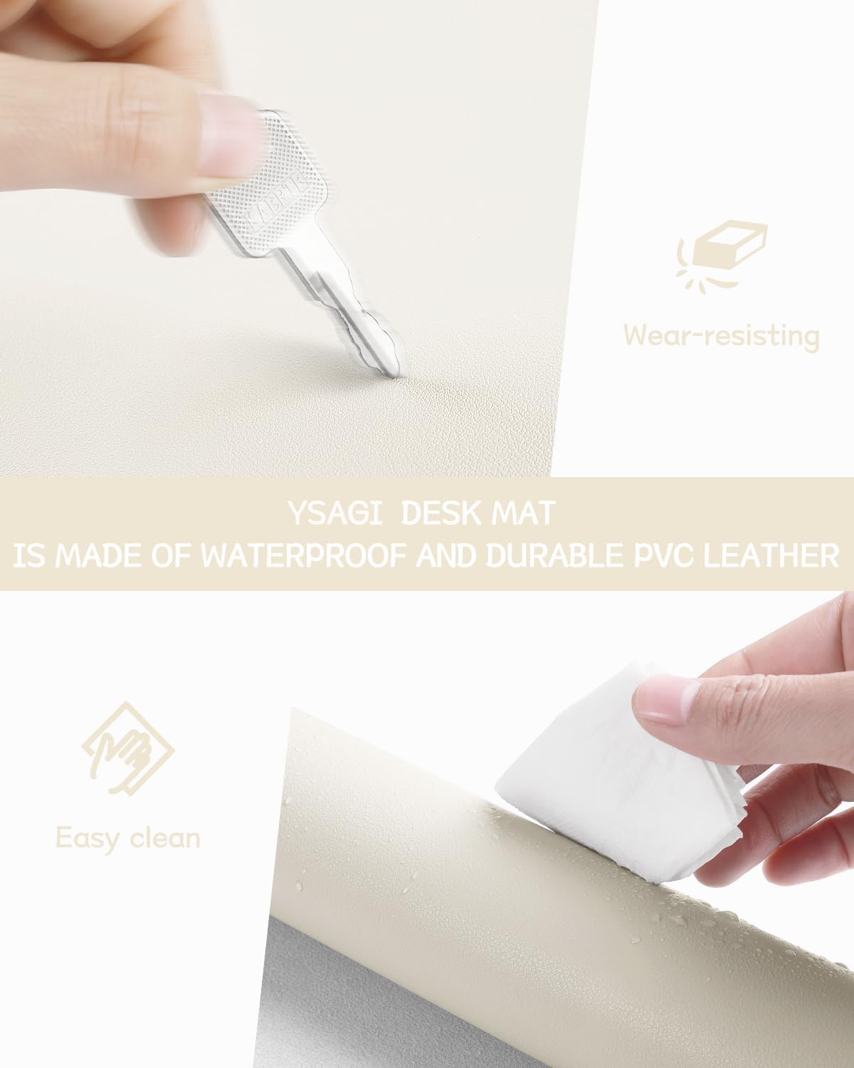 YSAGi Non-Slip Leather Desk Pad, Waterproof Laptop Computer Desk Keyboard Mat, Table Protector Blotter Mat, Large Mouse Pad for Office/Work/Home/Decor(Dark Brown, 31.5" x 15.7")