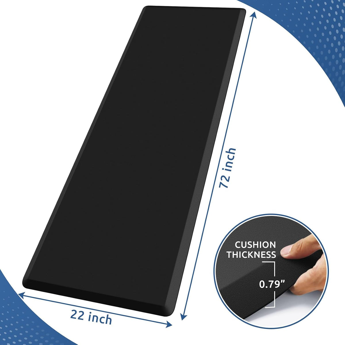 KitchenClouds Kitchen Mat Cushioned Anti Fatigue Rug 17.3"x28" Water Resistant, Non Slip, Standing and Comfort Desk/Floor Mats for House Sink Office (Black)