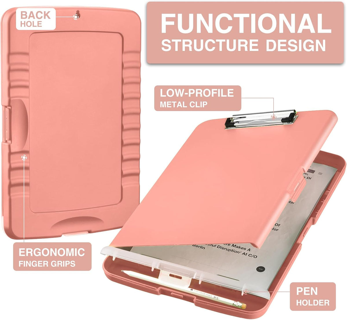 Clipboard with Storage, Clip Board 8.5 x 11 with Pen Holder, High Capacity Plastic Organization Case Box for Letter Legal A4 Size Paper, Nurses Teachers Must Haves, School & Office Supplies