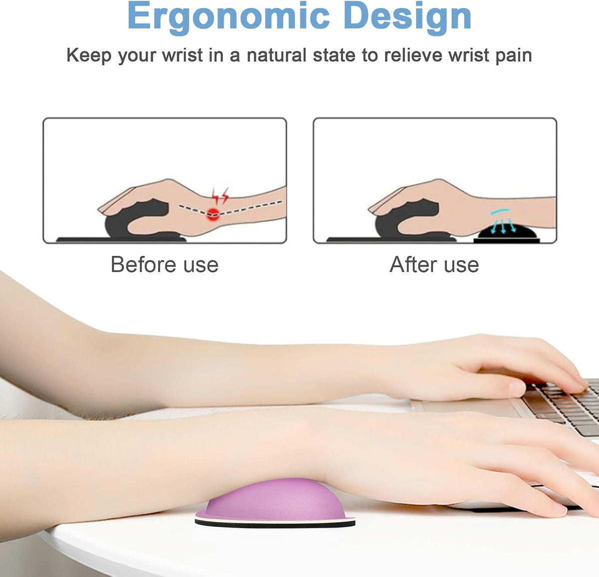 Dapesuom Enlarge Keyboard Wrist Rest, Cute Memory Foam Keyboard Wrist Cushion for Computer Desk Mats Support, Typing Pain Relief Ergonomic Mouse Pad Rests with Non-Slip Base for Gaming, Laptop, Purple