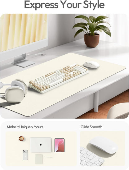 YSAGi Leather Desk Pad Protector, Office Desk Mat, Large Mouse Pad, Non-Slip PU Leather Desk Blotter, Waterproof Laptop Desk Writing Pad for Office and Home (23.6" x 13.8", Eggshell) - Colors A