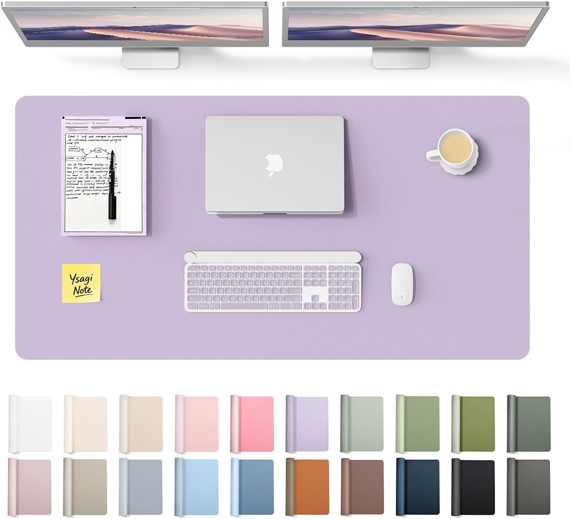 YSAGi Leather Desk Pad Protector, Office Desk Mat, Large Mouse Pad, Non-Slip PU Leather Desk Blotter, Waterproof Laptop Desk Writing Pad for Office and Home (23.6" x 13.8", Eggshell) - Colors B