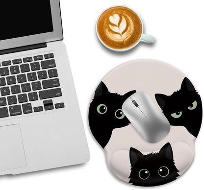 LIMKRIAN Cat Ergonomic Mouse Pad with Wrist Rest, Gaming Mouse Pad with Wrist Support, Funny Mouse Pads for Desk, Computer Mousepad with Non-Slip Pain Relief PU Base, Cute Office Desk Accessories - Colors B