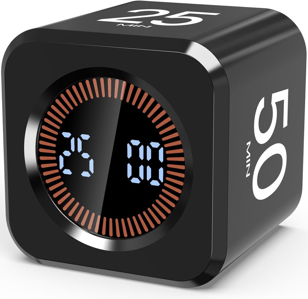 Digital Pomodoro Timer Cube 5/10/25/50min, Visual Productivity Flip Timer for Kids Classroom Desk, Custom Countdown, Silent and Sound Mode for ADHD Study Work Game Kitchen (Purple)