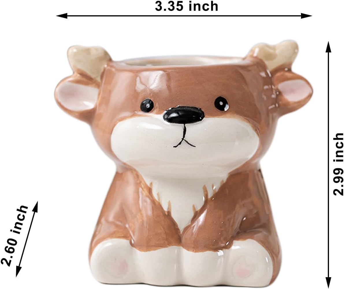 DIYOMR Cute Animals Planter, Mini Ceramic Cartoon Animal Shaped Succulent Flower Pot Indoor Air Plants Holder, Smooth Shiny Decorative Flower Cactus Planter - Plants Not Included (Panda)