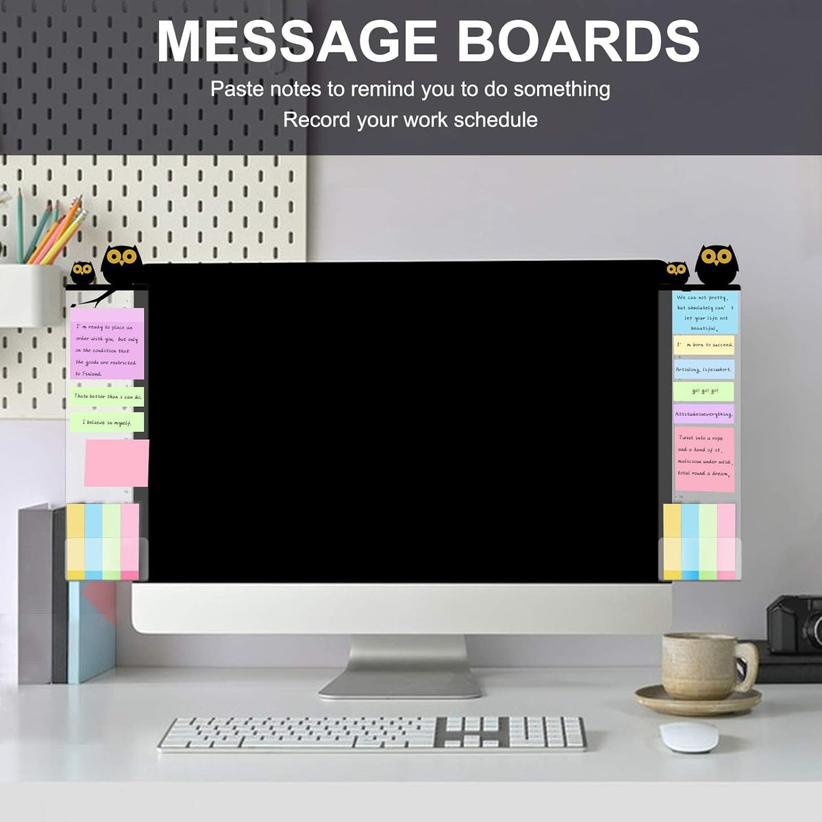 Office Desk Accessories 2pcs Multifunction Computer Monitor Memo Board - Office Supplies for Women Men Computer Sticky Note Holder Home Decor (Smooth Monitor Memo Board)
