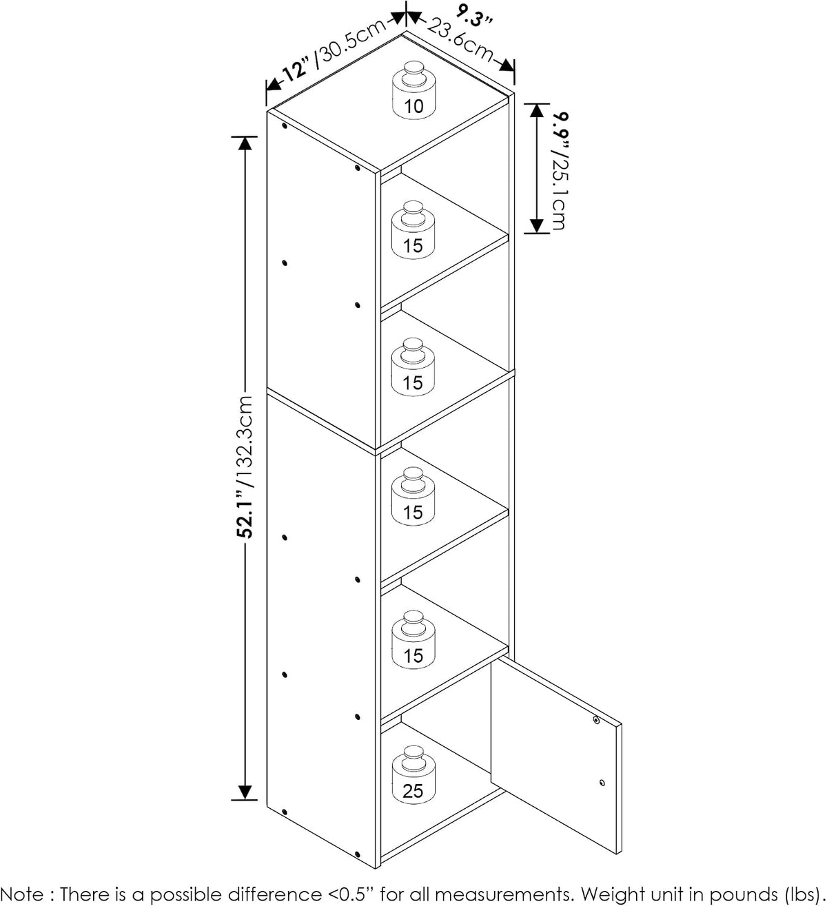 Furinno PASIR Book Shelf, 2-Tier Modern Bookshelf, Open Shelves Bookcase 9 x 12 x 21, Easy Assembly, for Living Room, Bedroom, Home Office, White