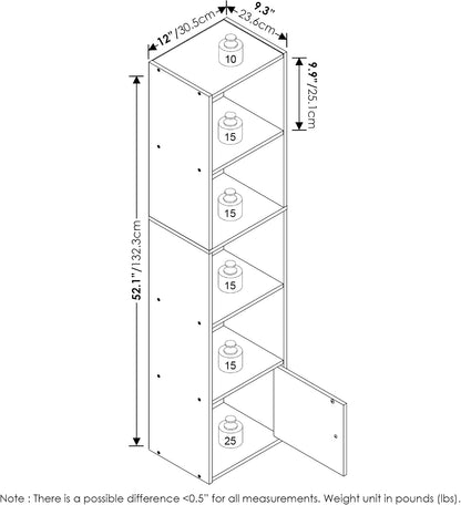 Furinno PASIR Book Shelf, 2-Tier Modern Bookshelf, Open Shelves Bookcase 9 x 12 x 21, Easy Assembly, for Living Room, Bedroom, Home Office, White