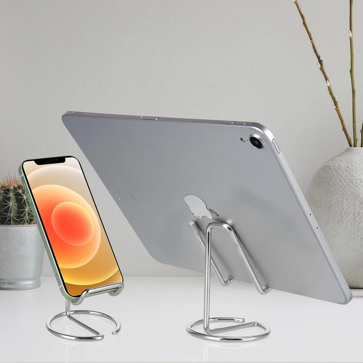 ROPOSY Cell Phone Stand for Desk, Cute Metal Gold Cell Phone Stand Holder Desk Accessories, Compatible with All Mobile Phones, iPhone, iPad