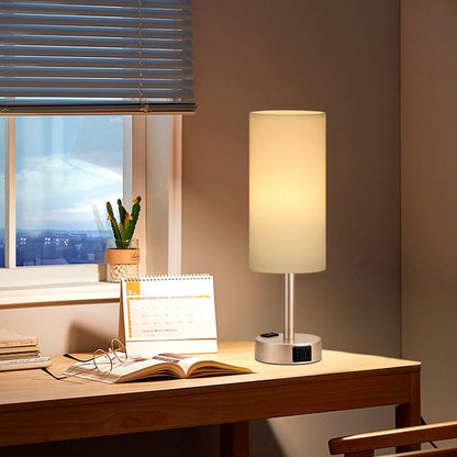Fenmzee Bedside Table Lamp for Bedroom - Dimmable Touch, USB A+C, AC Outlet