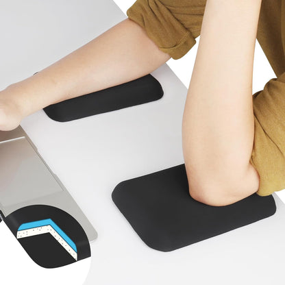 Leolee Elbow Rest Pads for Desk, Black Ergonomic Wrist Rest Arm Rest Pads | Memory Foam & Non-Slip Base, Armrest Cushion Support Pad Relieve Elbow and Wrist Pain for Computer, Office, 2 Packs