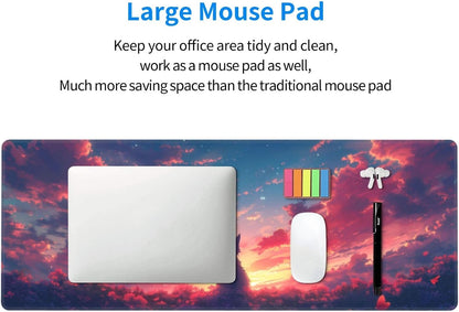 Japanese Mouse Pad, Large Japanese Desk Mat, XL Anime Gaming Keyboard Mat, Non-Slip Rubber Base, Big Extended Desk Protector for Home Office, 31.5”x11.8”