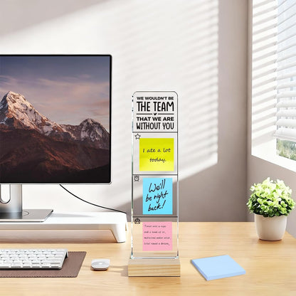 Monitor Memo Board with Removable Wooden Base Acrylic Portable Sticky Note Holder, It is Okay to Acrylic Message Board Sign, Office Desk Desk Set Sticky Notes 100 Sheets