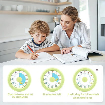 60 Minute Visual Timer with Silent Operation Visual Countdown Timer Rainbow Disk 60 Minute Countdown Timer Task Reminder Home and Kitchen Timer for Kids Desk, Office Meetings (White-Rainbow)