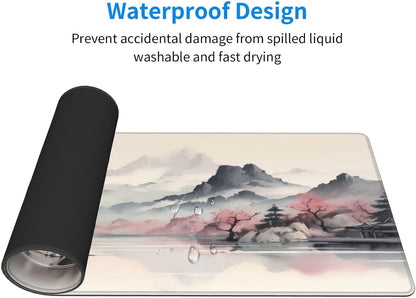 Japanese Mouse Pad, Large Japanese Desk Mat, XL Anime Gaming Keyboard Mat, Non-Slip Rubber Base, Big Extended Desk Protector for Home Office, 31.5”x11.8”