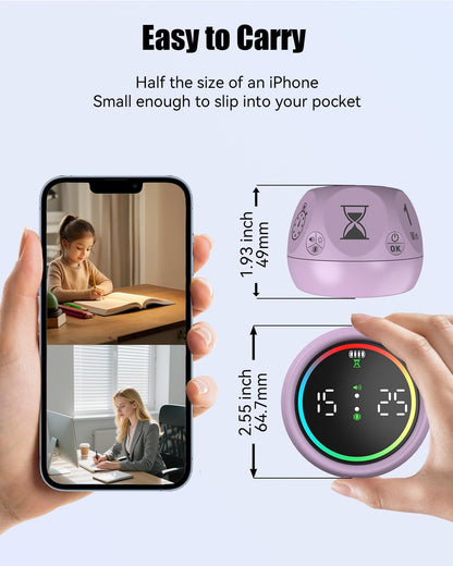 Pomodoro Timer Cube, Desk Timer for Productivity with 1, 5, 10 Min Preset Countdown, Stopwatch and Custom Countdown, for Kids, ADHD, Study, Work, Fitness, Cooking (White)