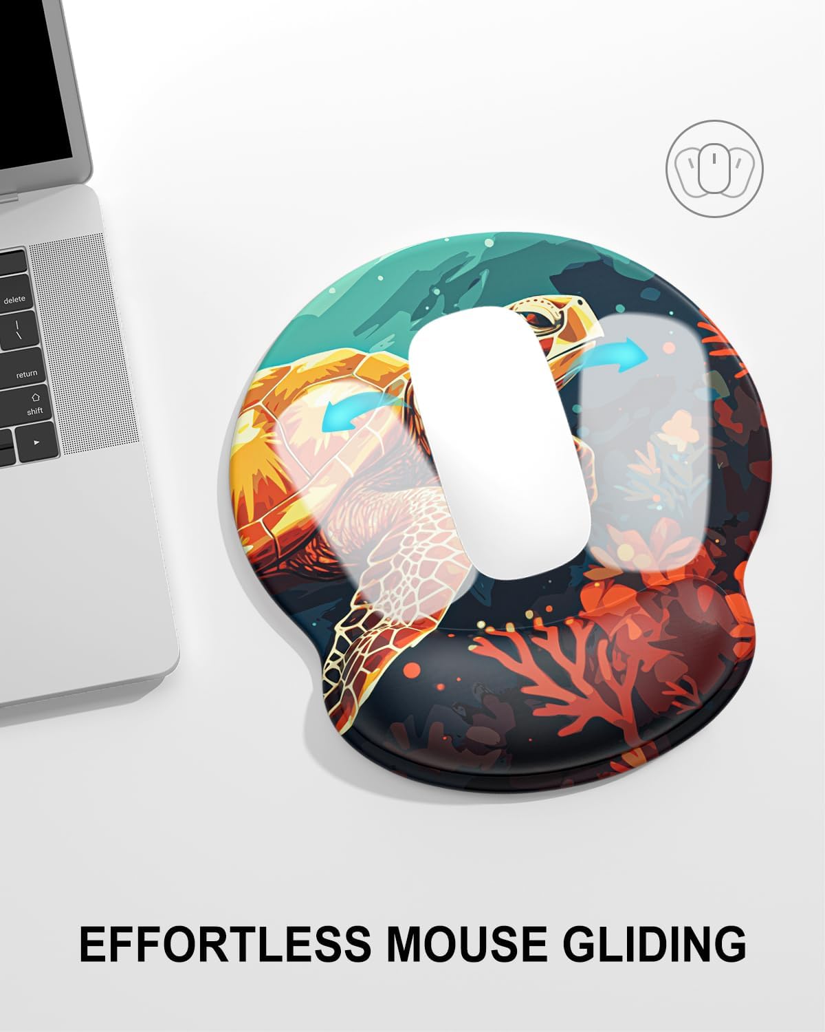 Ergonomic Mouse Pad with Wrist Rest, Comfortable Silicone Non-Slip Computer Pain Relief Gel Mouse Mat with Wrist Support for Gaming, Work, Office, Women & Men, Cute Pattern, Beige