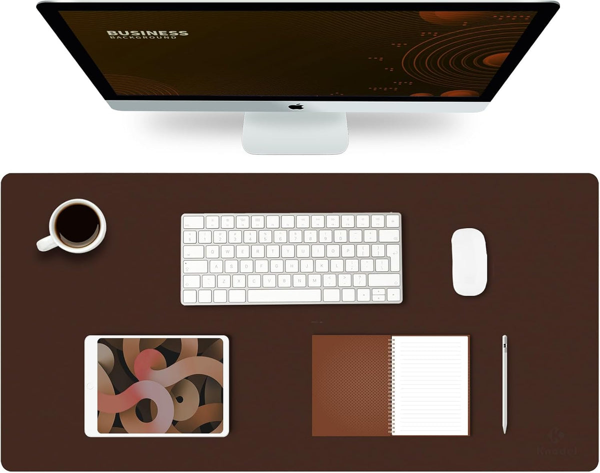 K KNODEL Large Office Leather Desk Mat, Mouse and Keyboard Pad, Computer and Laptop Mat, Desktop Protector and Cover, Writing Pad and Blotter (31.5"x15.7", Black)
