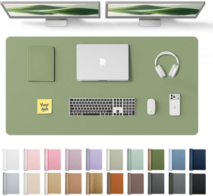 YSAGi Leather Desk Pad Protector, Office Desk Mat, Large Mouse Pad, Non-Slip PU Leather Desk Blotter, Waterproof Laptop Desk Writing Pad for Office and Home (23.6" x 13.8", Eggshell) - Colors A