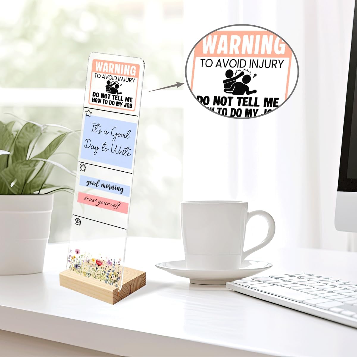 Note to Self Motivational Decor Sticky Note Holder, Mental Health Monitor Memo Board Decorations for School Counseling Office Therapy Desktop Art Decoration School Counselor, Therapist Office Gifts