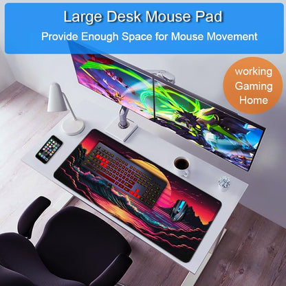 Large Gaming Mouse Pad, 31.5x15.7 inch Large Extended Computer Keyboard Mouse Mat, Water Resist Non-Slip Mousepad Rubber Base Long XXL Desk Mouse Pad for Work & Gaming, Office & Home, Black