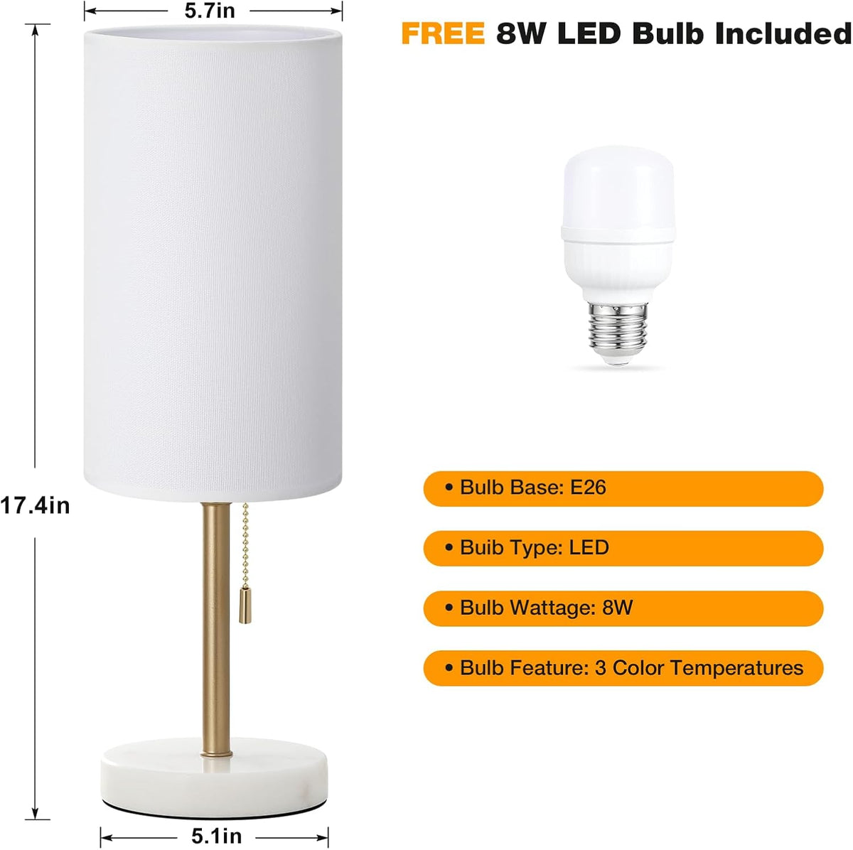 Dicoool Bedside Table Lamp for Bedroom - Small Desk Lamp with USB Ports