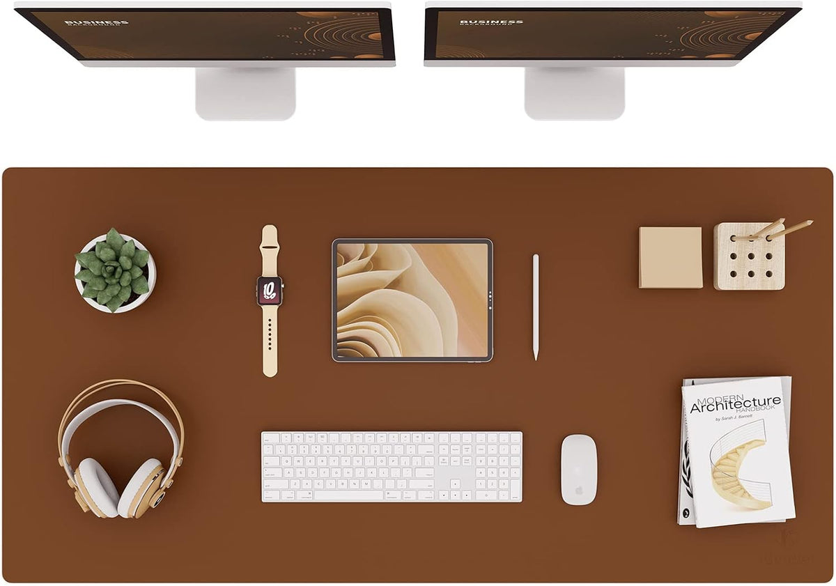 K KNODEL Large Office Leather Desk Mat, Mouse and Keyboard Pad, Computer and Laptop Mat, Desktop Protector and Cover, Writing Pad and Blotter (31.5"x15.7", Black)