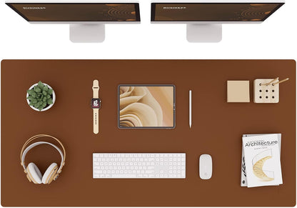 K KNODEL Large Office Leather Desk Mat, Mouse and Keyboard Pad, Computer and Laptop Mat, Desktop Protector and Cover, Writing Pad and Blotter (31.5"x15.7", Black)
