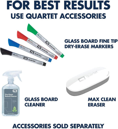 Quartet Glass Dry Erase White Board, Desktop Computer Pad for Notetaking, 18" x 6" Whiteboard, Clean Erase Surface with Storage, 1 Dry Erase Marker, White Surface (GDP186)