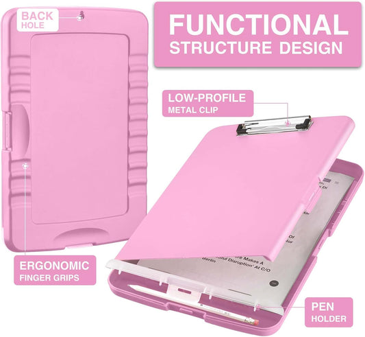 Clipboard with Storage, Clip Board 8.5 x 11 with Pen Holder, High Capacity Plastic Organization Case Box for Letter Legal A4 Size Paper, Nurses Teachers Must Haves, School & Office Supplies