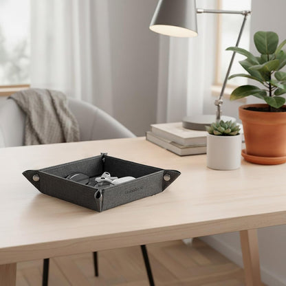 Small Valet Tray, Jewelry Tray for Rings Watches Earrings, Entryway Catchall Caddy for Coins Keys Change, Nightstand Bedside Valet Holder, Trays for Electronic Gadgets, Beige - Colors A
