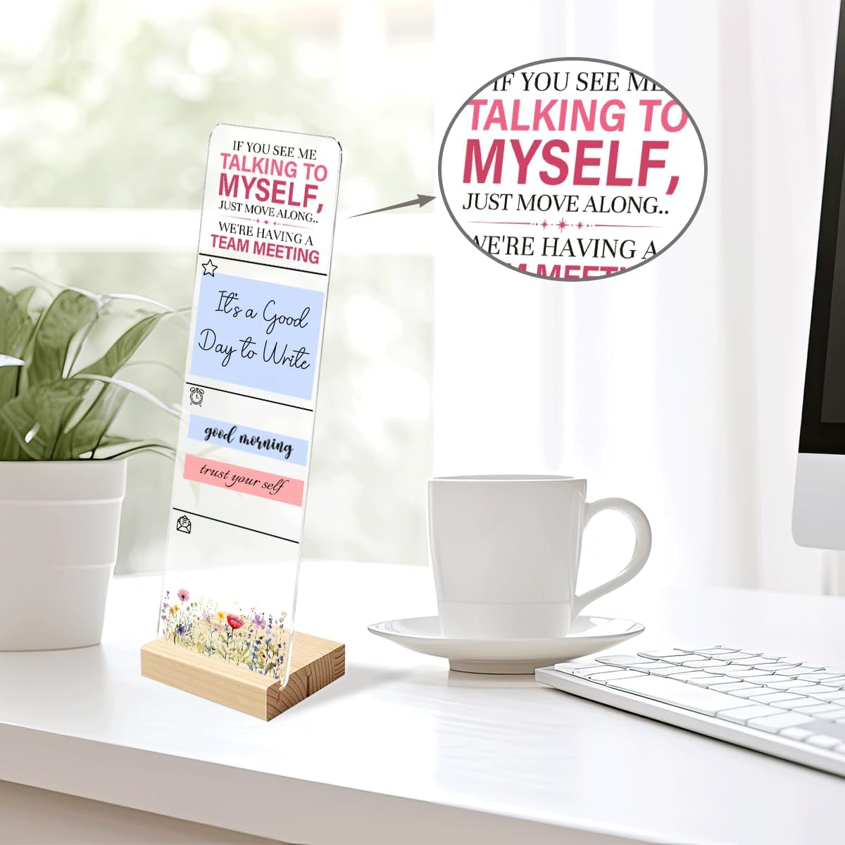 Note to Self Motivational Decor Sticky Note Holder, Mental Health Monitor Memo Board Decorations for School Counseling Office Therapy Desktop Art Decoration School Counselor, Therapist Office Gifts