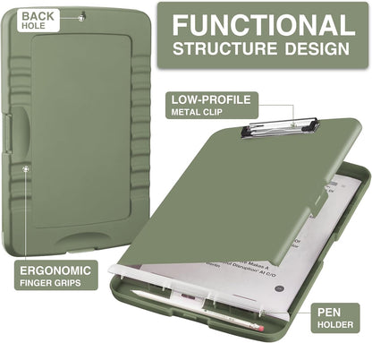 Clipboard with Storage, Clip Board 8.5 x 11 with Pen Holder, High Capacity Plastic Organization Case Box for Letter Legal A4 Size Paper, Nurses Teachers Must Haves, School & Office Supplies