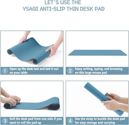 YSAGi Non-Slip Leather Desk Pad, Waterproof Laptop Computer Desk Keyboard Mat, Table Protector Blotter Mat, Large Mouse Pad for Office/Work/Home/Decor(Dark Brown, 31.5" x 15.7")