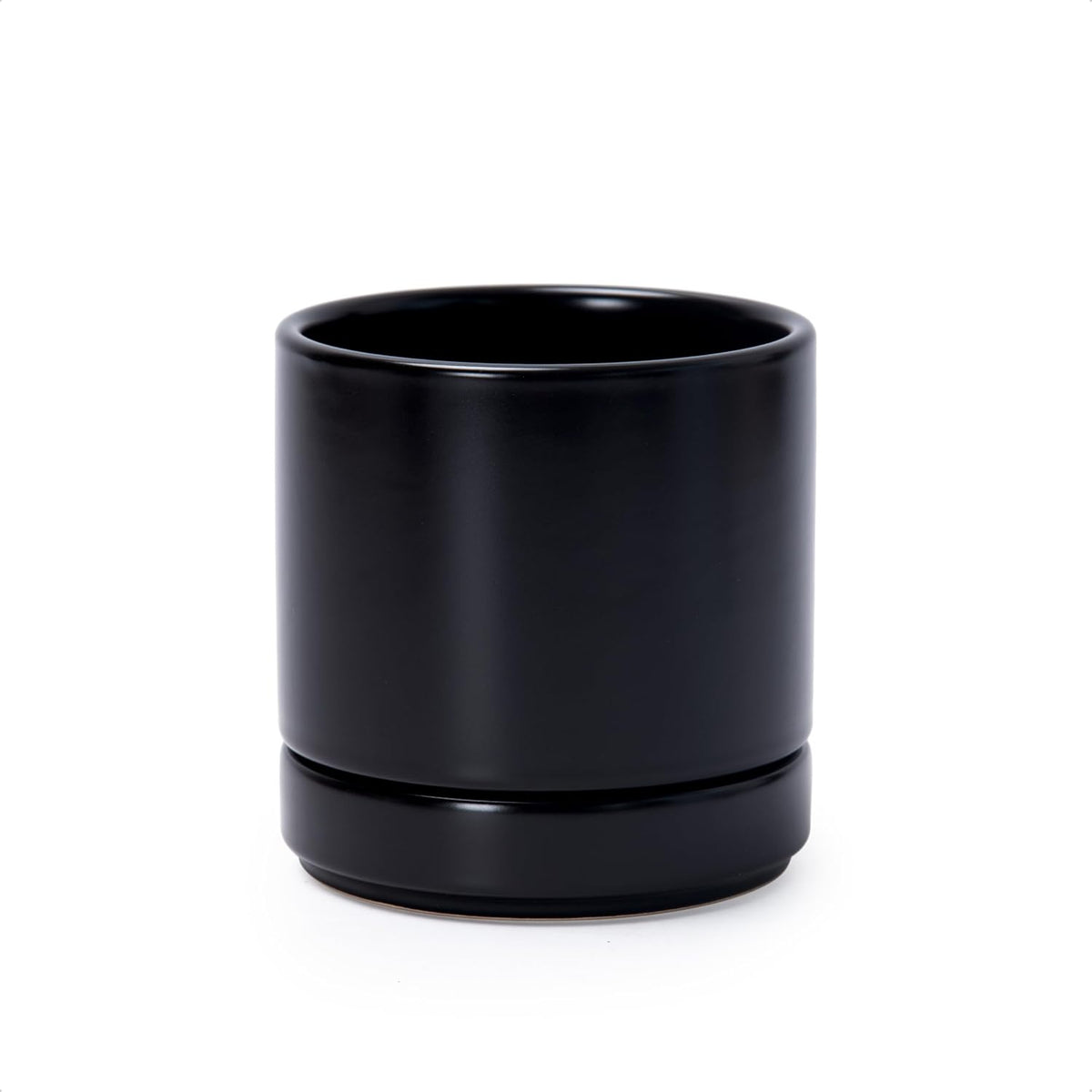 D'vine Dev 4.7 Inch Ceramic Planter Pot with Drainage Hole and Saucer, Indoor Cylinder Round Planter Pot, Teal, 94-O-B-9