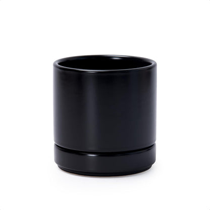 D'vine Dev 4.7 Inch Ceramic Planter Pot with Drainage Hole and Saucer, Indoor Cylinder Round Planter Pot, Teal, 94-O-B-9