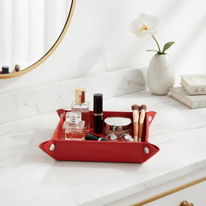UnionBasic Small Valet Tray, Jewelry Tray for Rings Watches Earrings, Entryway Catchall Caddy for Coins Keys Change, Nightstand Bedside Valet Holder, Trays for Electronic Gadgets, Beige - Colors B