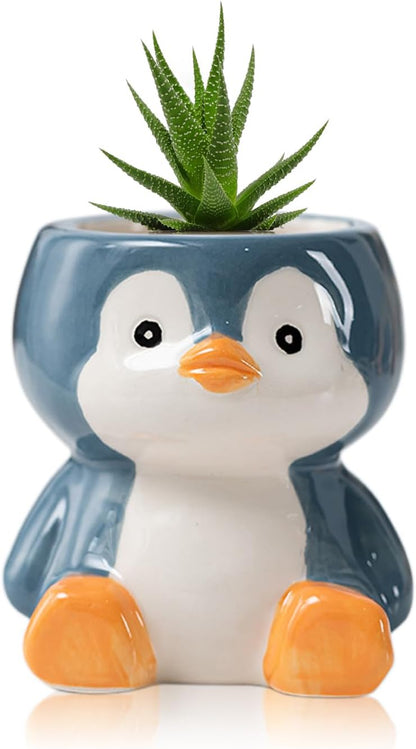 DIYOMR Cute Animals Planter, Mini Ceramic Cartoon Animal Shaped Succulent Flower Pot Indoor Air Plants Holder, Smooth Shiny Decorative Flower Cactus Planter - Plants Not Included (Panda)