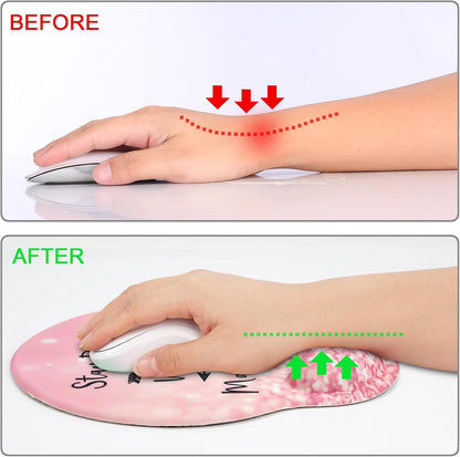 Ergonomic Mouse Pad with Wrist Support Rest,Large Mousepad Gel Wrist Rest, with Coaster Non-Slip & Pain Relief for Computer, Desk, Home&Office-Beach - Colors B
