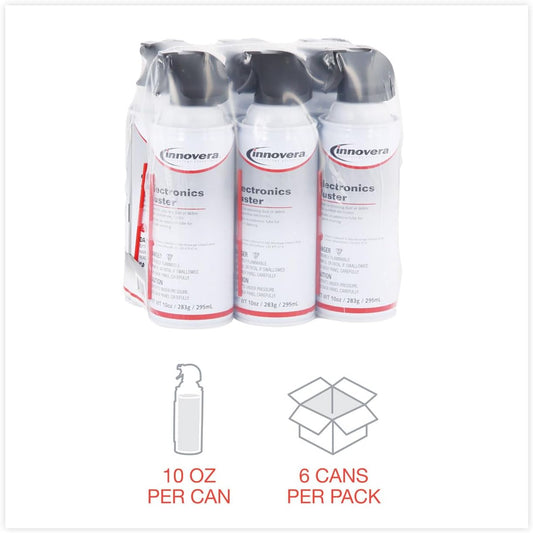 Innovera Compressed Air Duster Cleaner, 10 oz Can, 6/Pack
