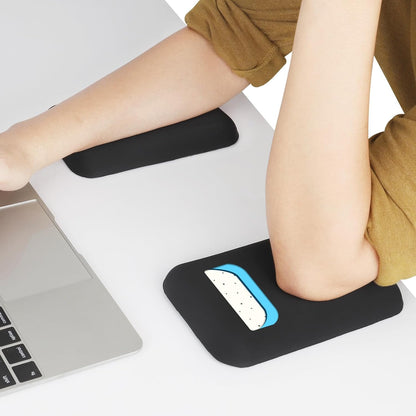 Leolee Elbow Rest Pads for Desk, Black Ergonomic Wrist Rest Arm Rest Pads | Memory Foam & Non-Slip Base, Armrest Cushion Support Pad Relieve Elbow and Wrist Pain for Computer, Office, 2 Packs