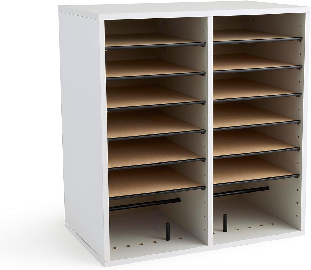 Safco 9422GR Wood Adjustable Literature & Paper Organizer, 16 Adjustable Compratment, Stackable Durable Construction, Home, Office, Mailroom, Classroom Mailbox , Gray