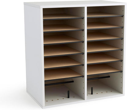 Safco 9422GR Wood Adjustable Literature & Paper Organizer, 16 Adjustable Compratment, Stackable Durable Construction, Home, Office, Mailroom, Classroom Mailbox , Gray